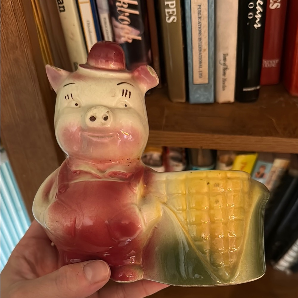 Vintage Pig Planter with Corn Design